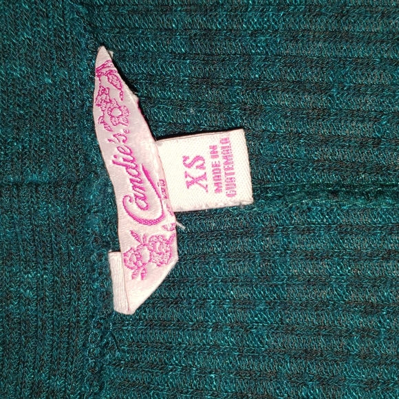 Candies Knit Open Front Cardigan Green Black XS - Picture 5 of 10